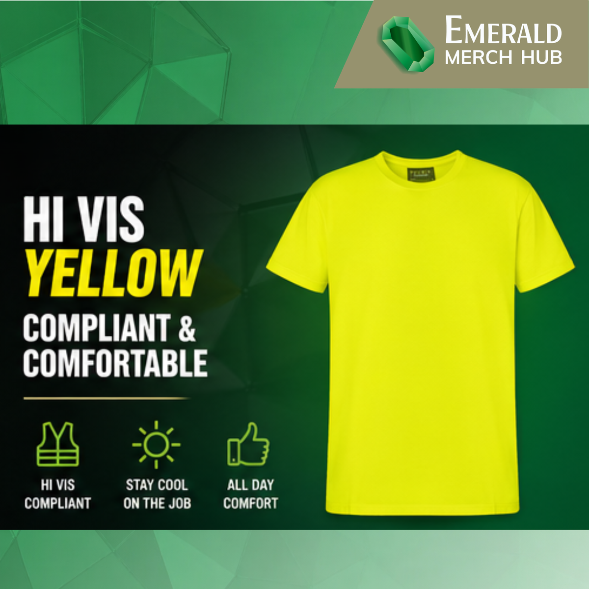 Custom Hi Vis T-Shirts Sydney | 6 Pack, Logo + Back Print - $245