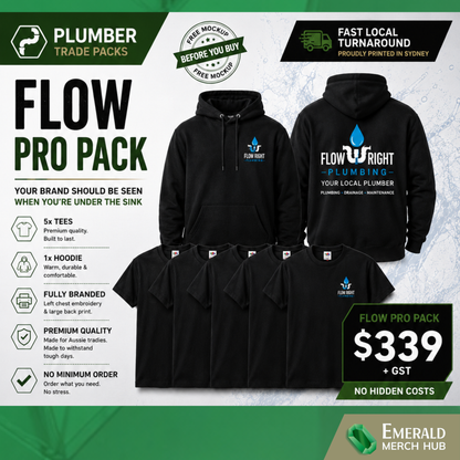 Premium custom plumber hoodie with left chest branding and large back print