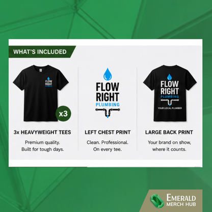 Premium black plumber workwear shirts with custom logo printing for Australian trade businesses