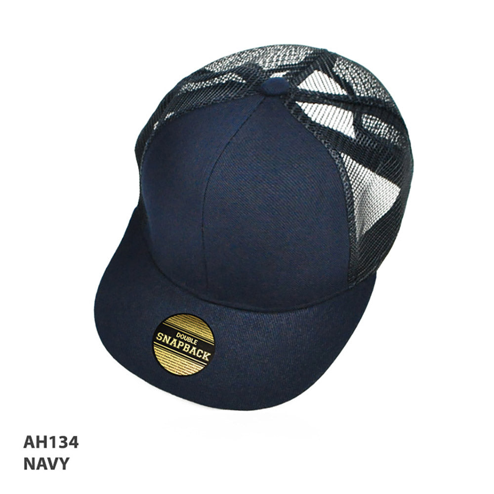 Flat Peak Snapback Cap – navy