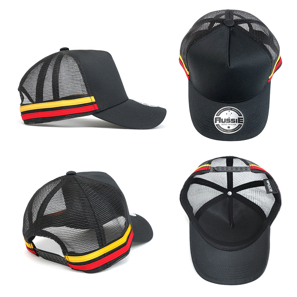 A-Frame Striped Trucker Cap – side view