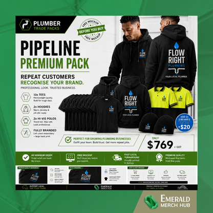 Premium Plumber Uniform Package Sydney | Custom Branded Tradie Workwear
